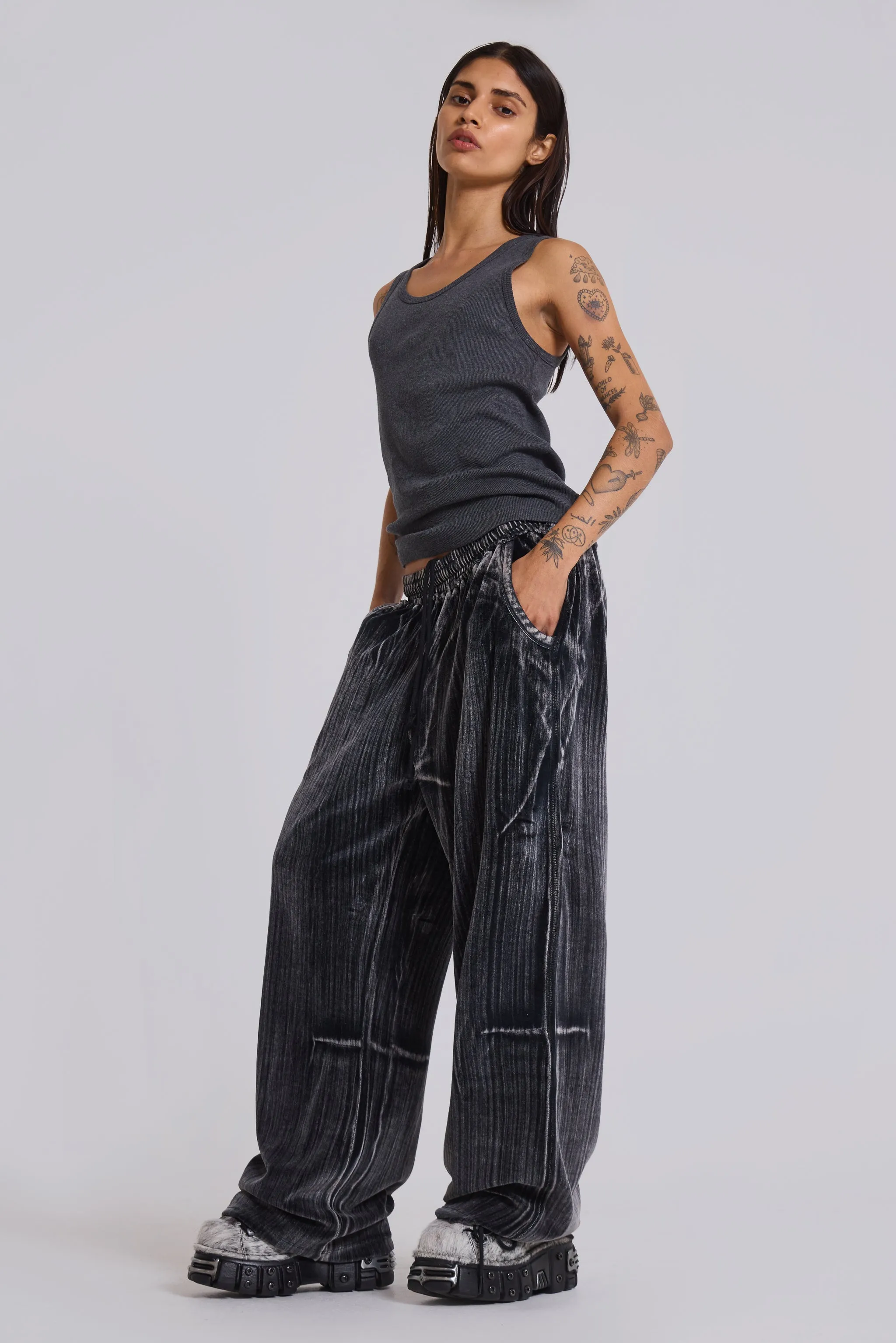 Crease Velour Baggy Monster Joggers sold by Jaded London product image thumbnail 4