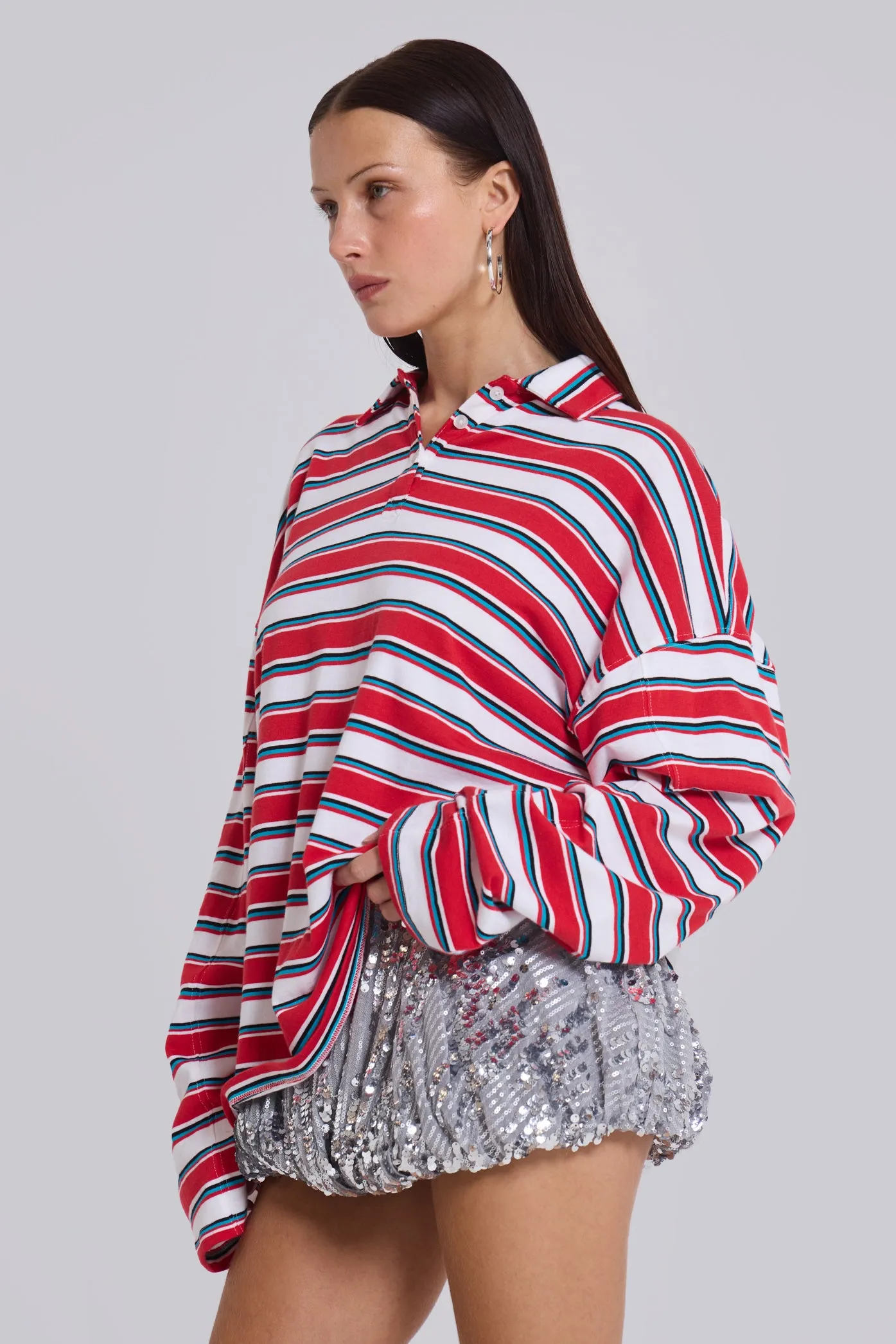 Bella Stripe Polo Top sold by Jaded London product image thumbnail 3