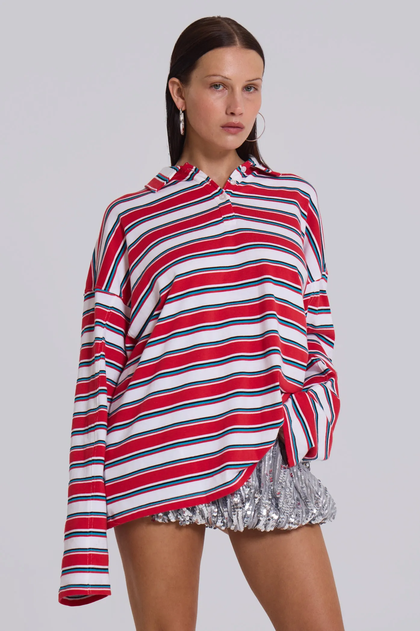 Bella Stripe Polo Top sold by Jaded London product image thumbnail 5