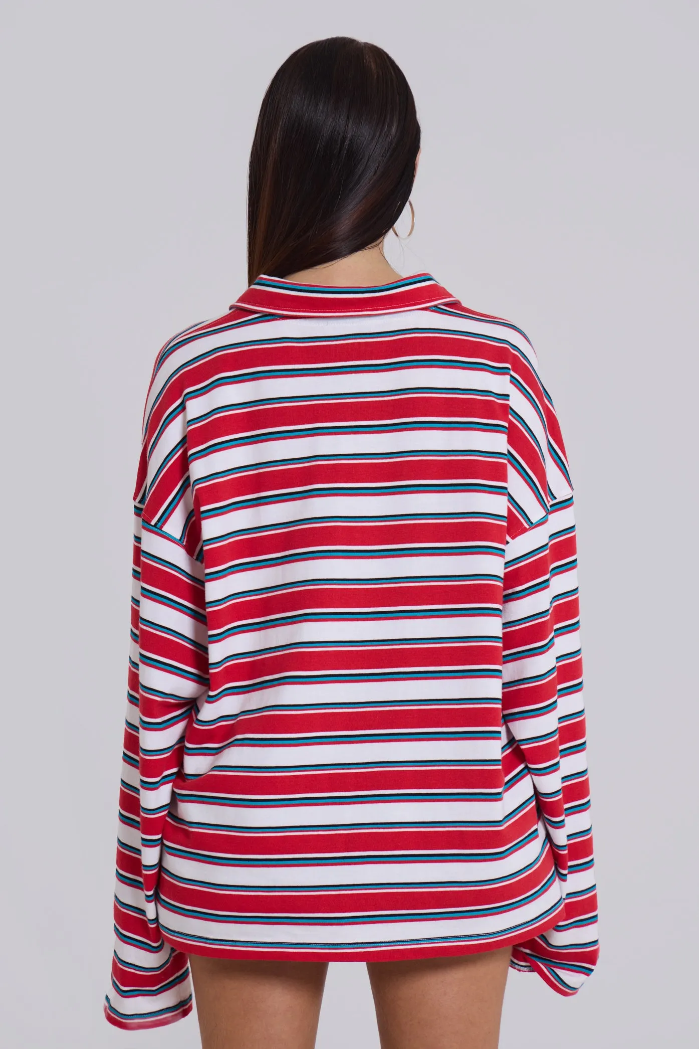 Bella Stripe Polo Top sold by Jaded London product image thumbnail 4