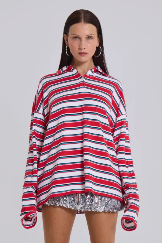 Bella Stripe Polo Top sold by Jaded London