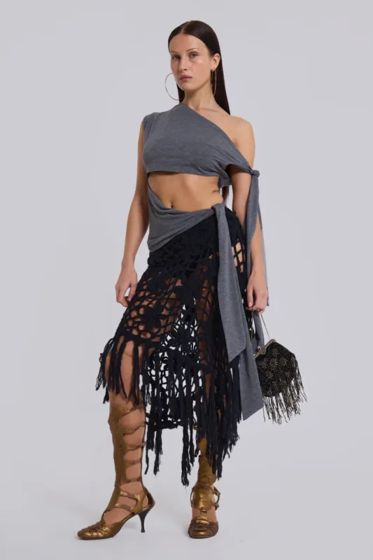 Mena Asymmetric Top in Grey sold by Jaded London