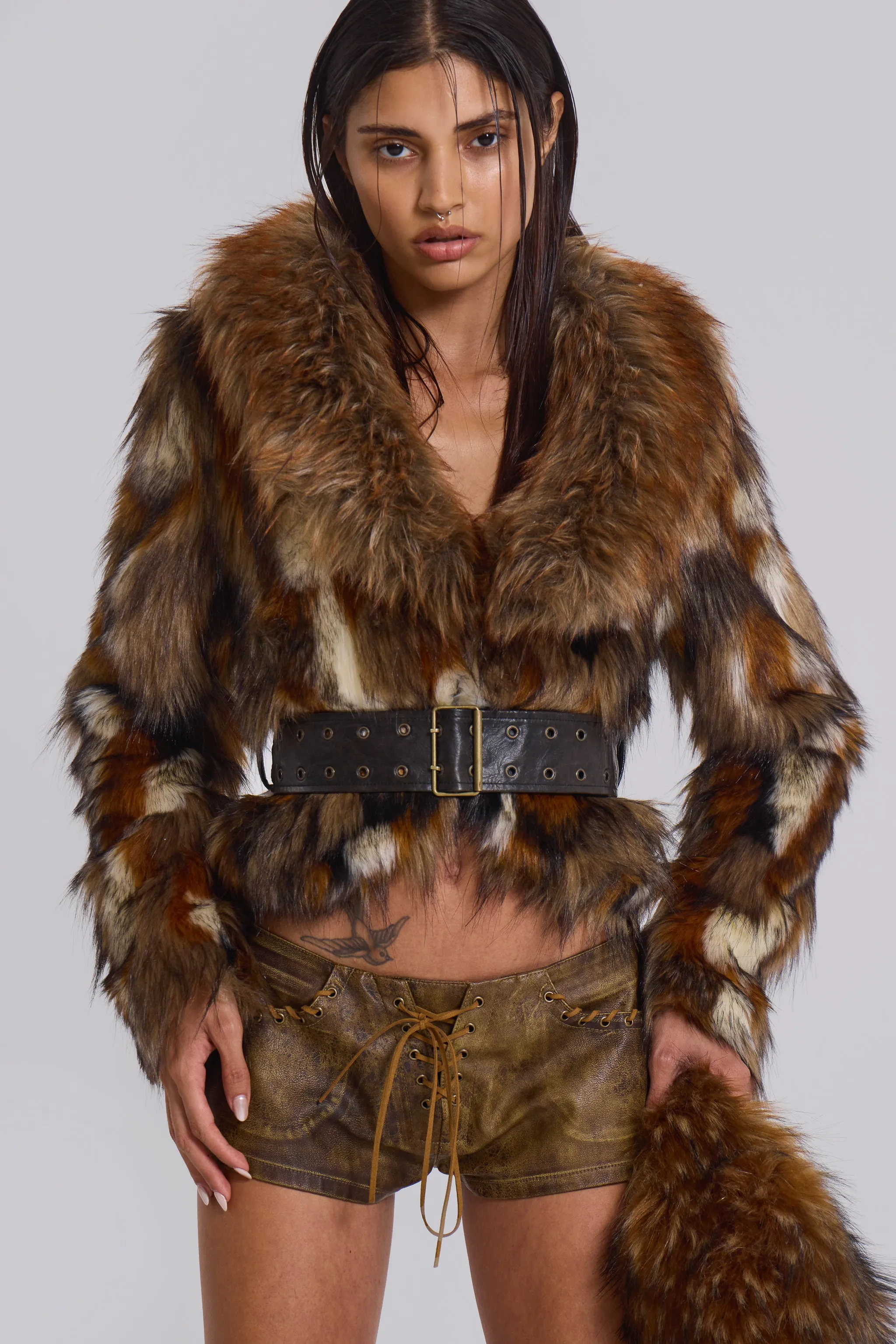Mesconda Faux Fur Belted Jacket sold by Jaded London product image thumbnail 4