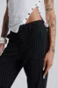 Black Pinstripe Stacked Bootcut Suit Pants sold by Jaded London