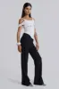 Black Pinstripe Stacked Bootcut Suit Pants sold by Jaded London