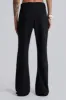 Black Pinstripe Stacked Bootcut Suit Pants sold by Jaded London