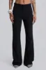 Black Pinstripe Stacked Bootcut Suit Pants sold by Jaded London