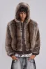 Bear Faux Fur Hooded Jacket sold by Jaded London
