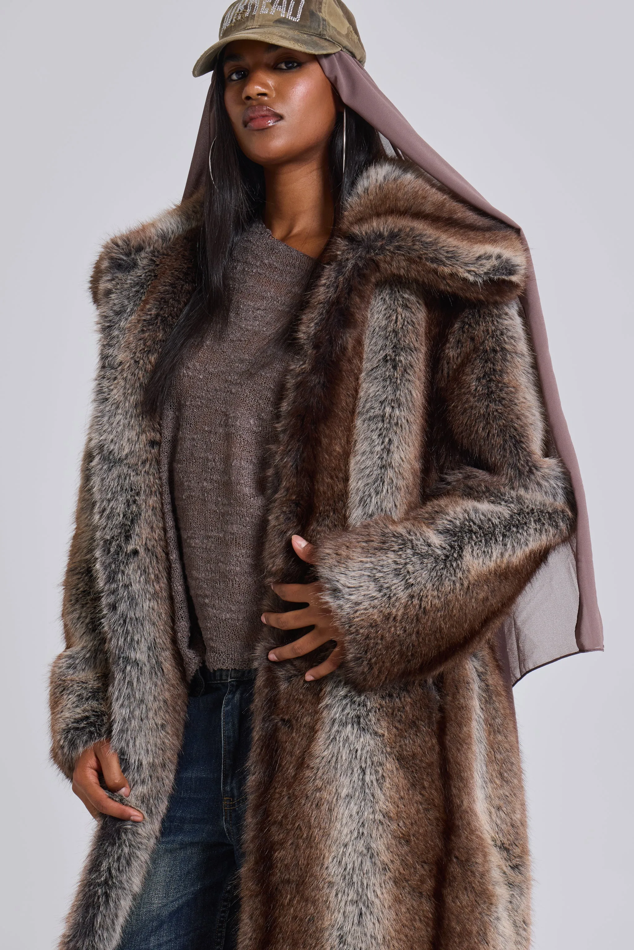 Agyness Brown Faux Fur Coat sold by Jaded London product image thumbnail 3