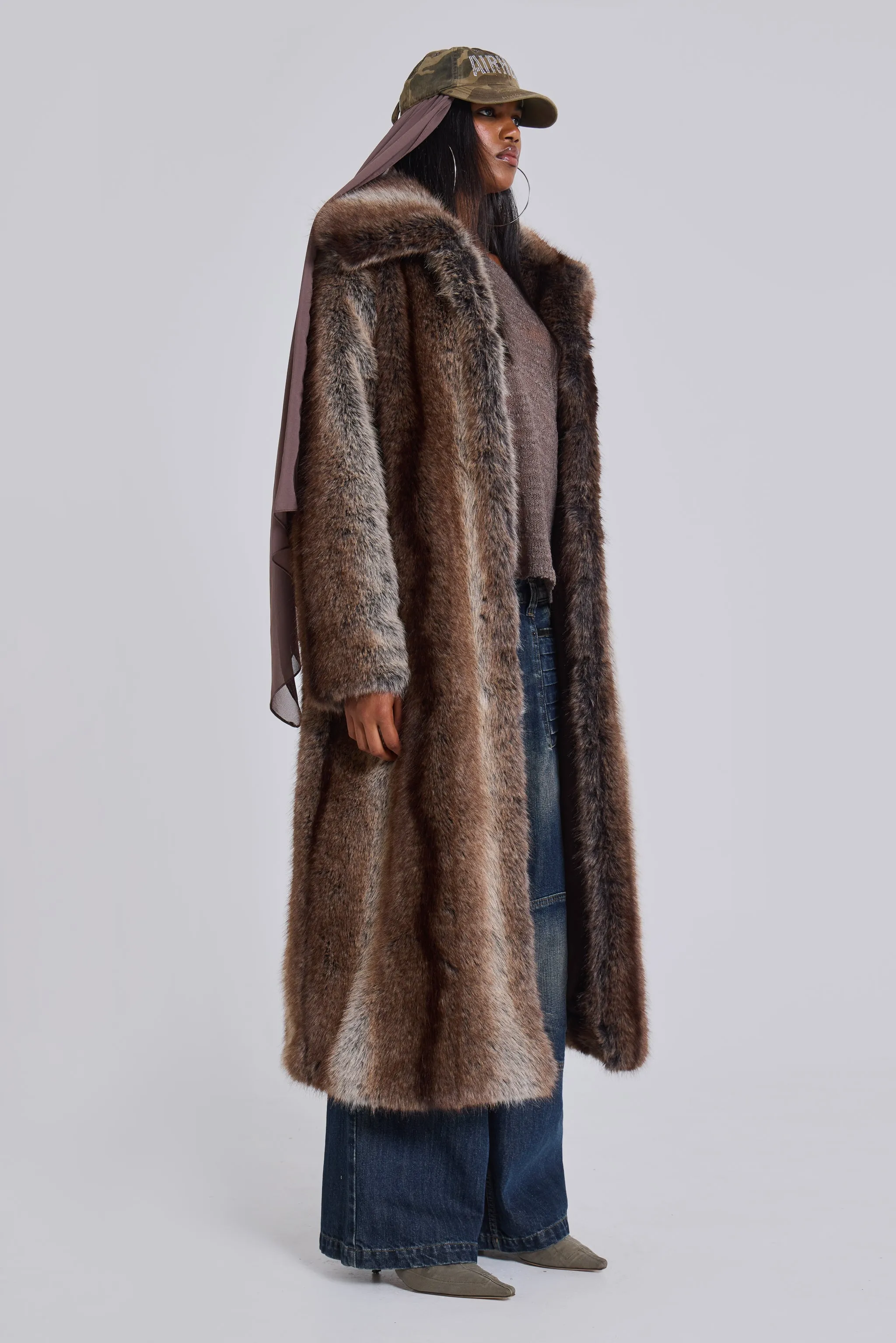 Agyness Brown Faux Fur Coat sold by Jaded London product image thumbnail 4