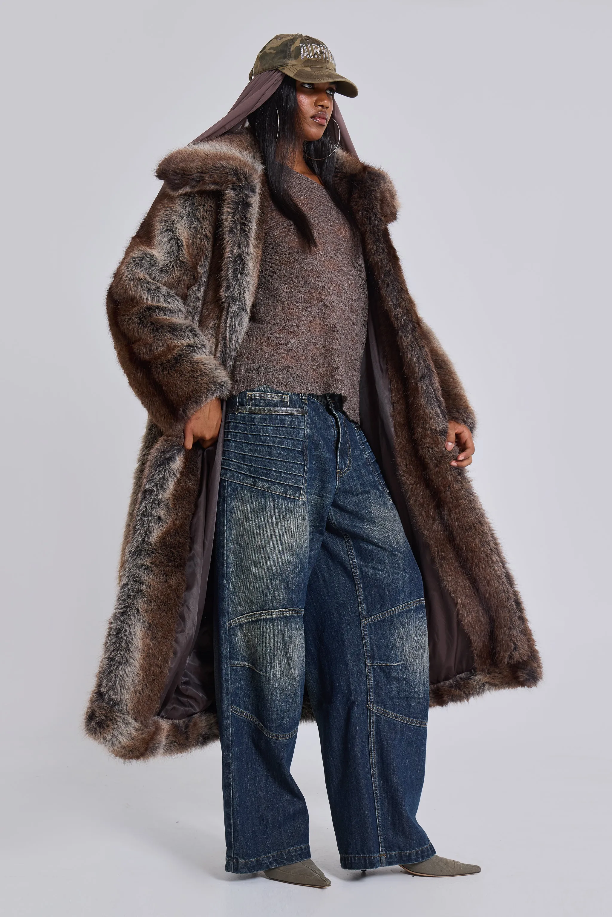Agyness Brown Faux Fur Coat sold by Jaded London product image thumbnail 2