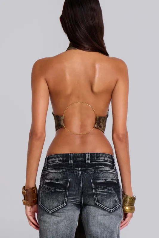 Lunae Halter Hoop Top sold by Jaded London
