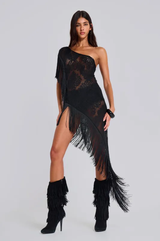 Vivienne Lace Fringe Dress sold by Jaded London