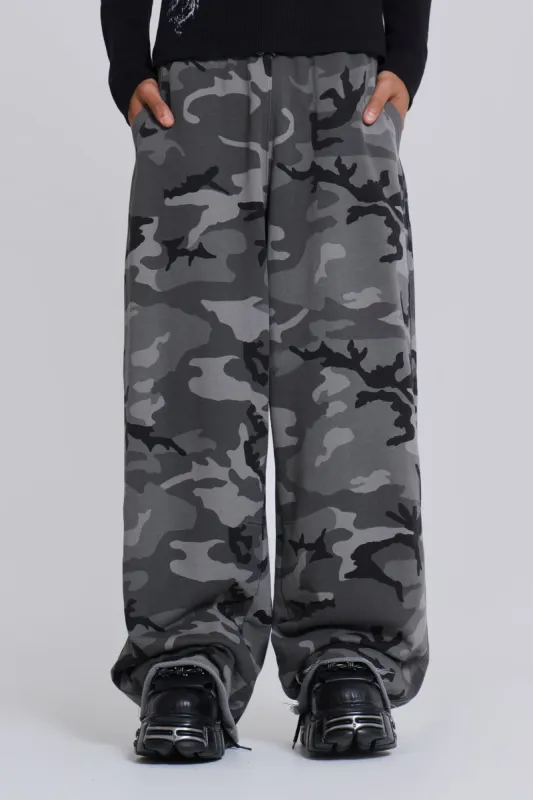 Black Baggy Camo Monster Joggers sold by Jaded London