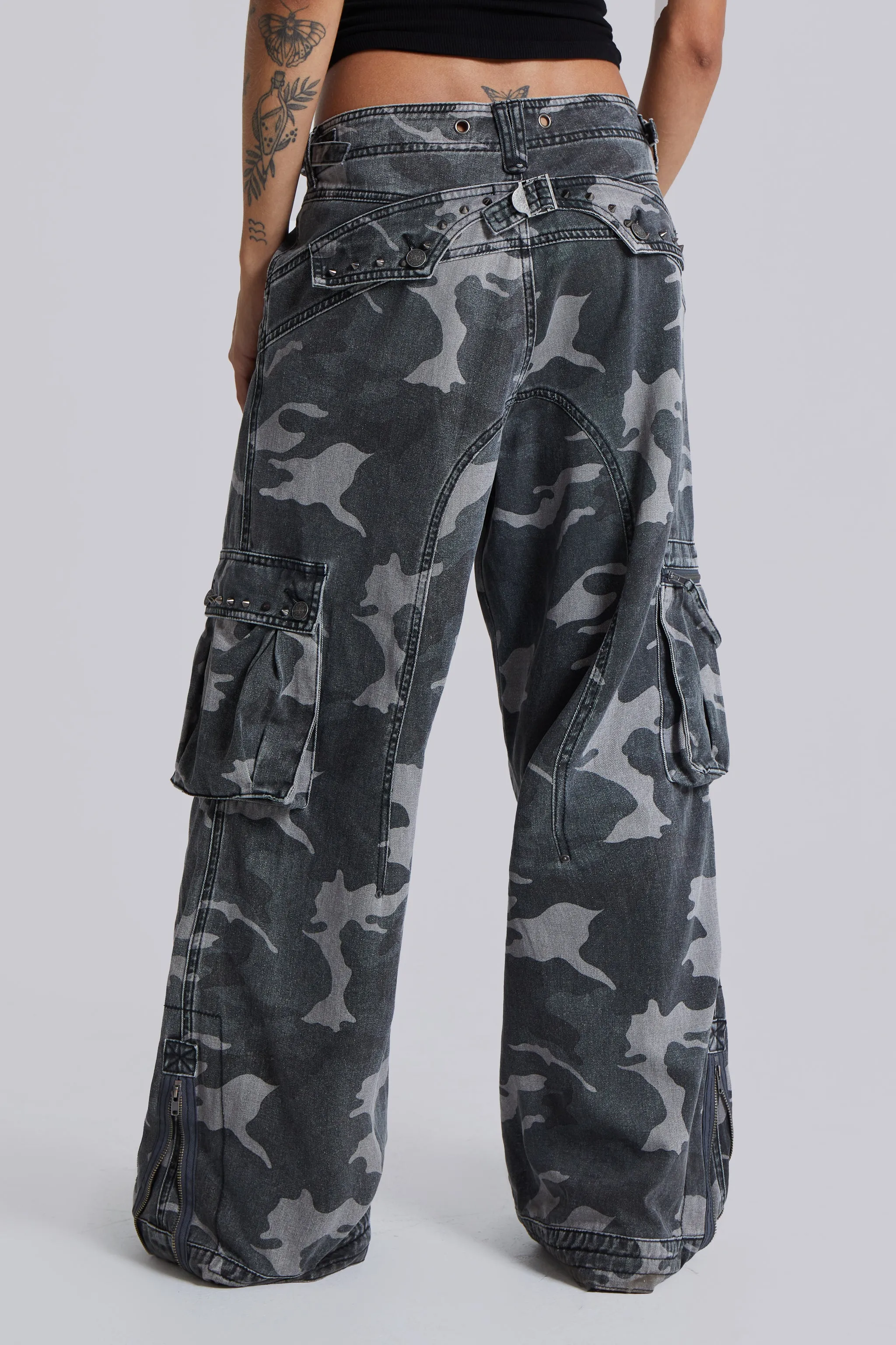 Washed Black Trooper Camo Cargo Pant sold by Jaded London product image thumbnail 4