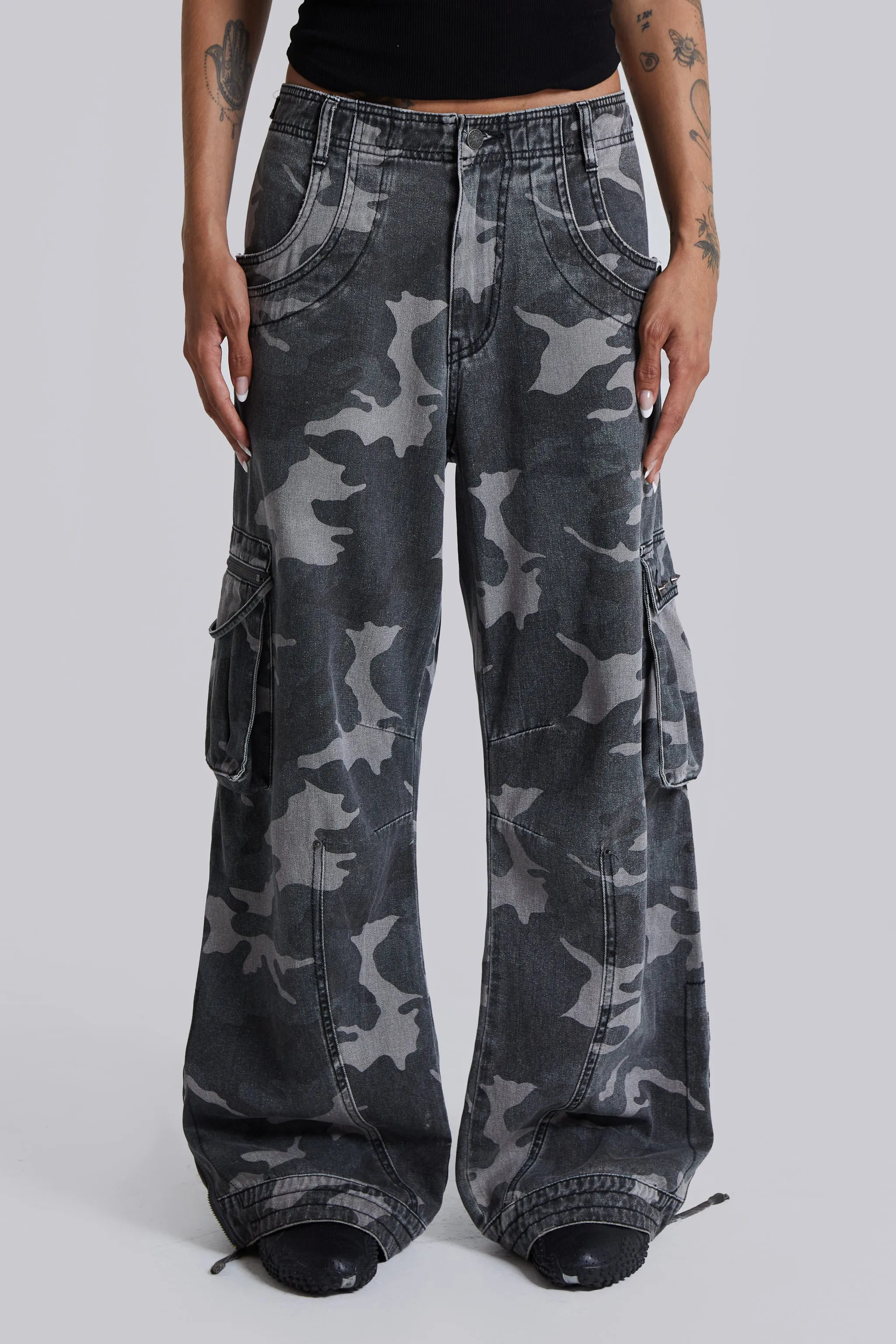Washed Black Trooper Camo Cargo Pant sold by Jaded London product image thumbnail 3