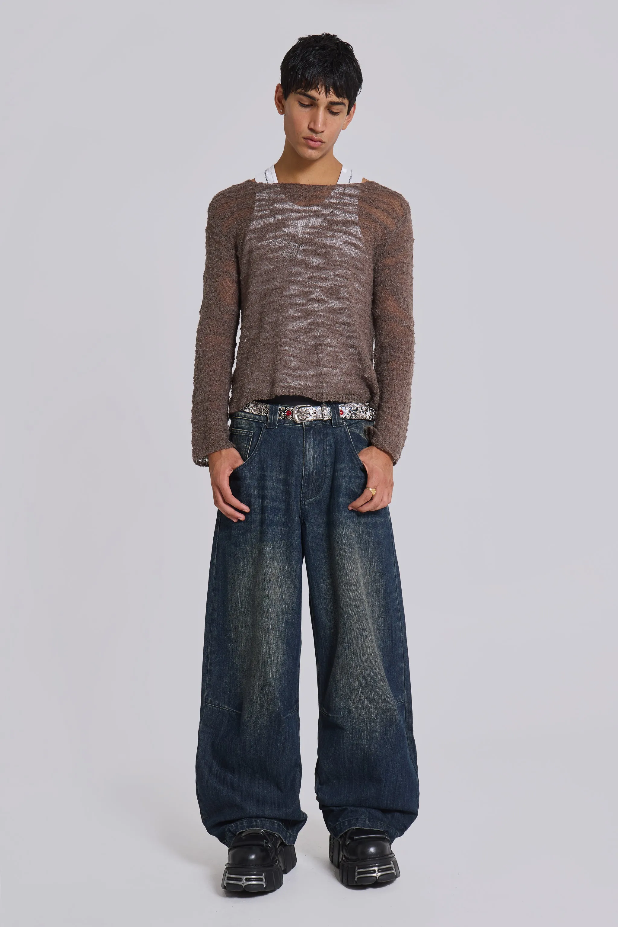 Mid Blue Slub Colossus Jeans sold by Jaded London product image thumbnail 3