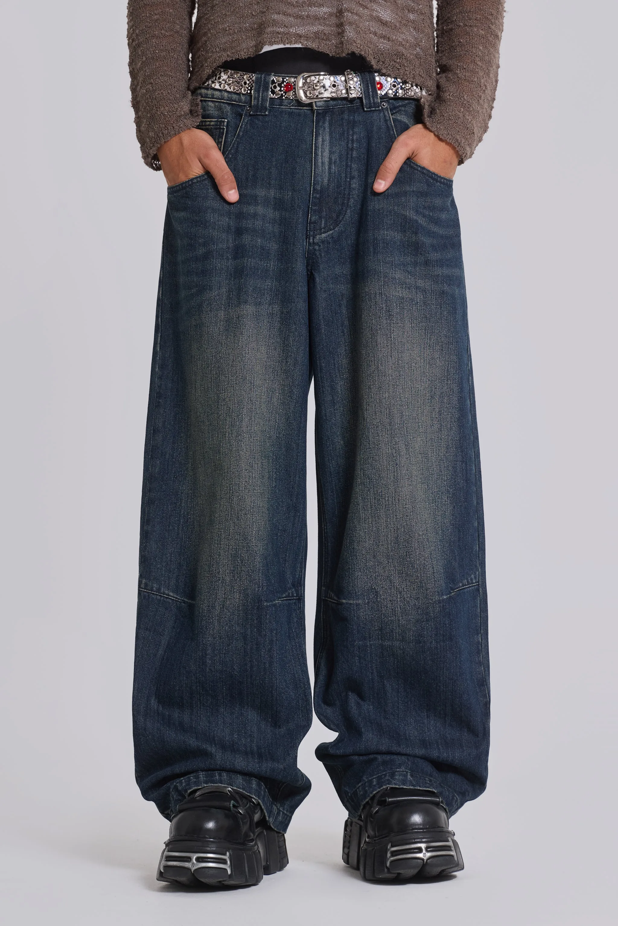 Mid Blue Slub Colossus Jeans sold by Jaded London