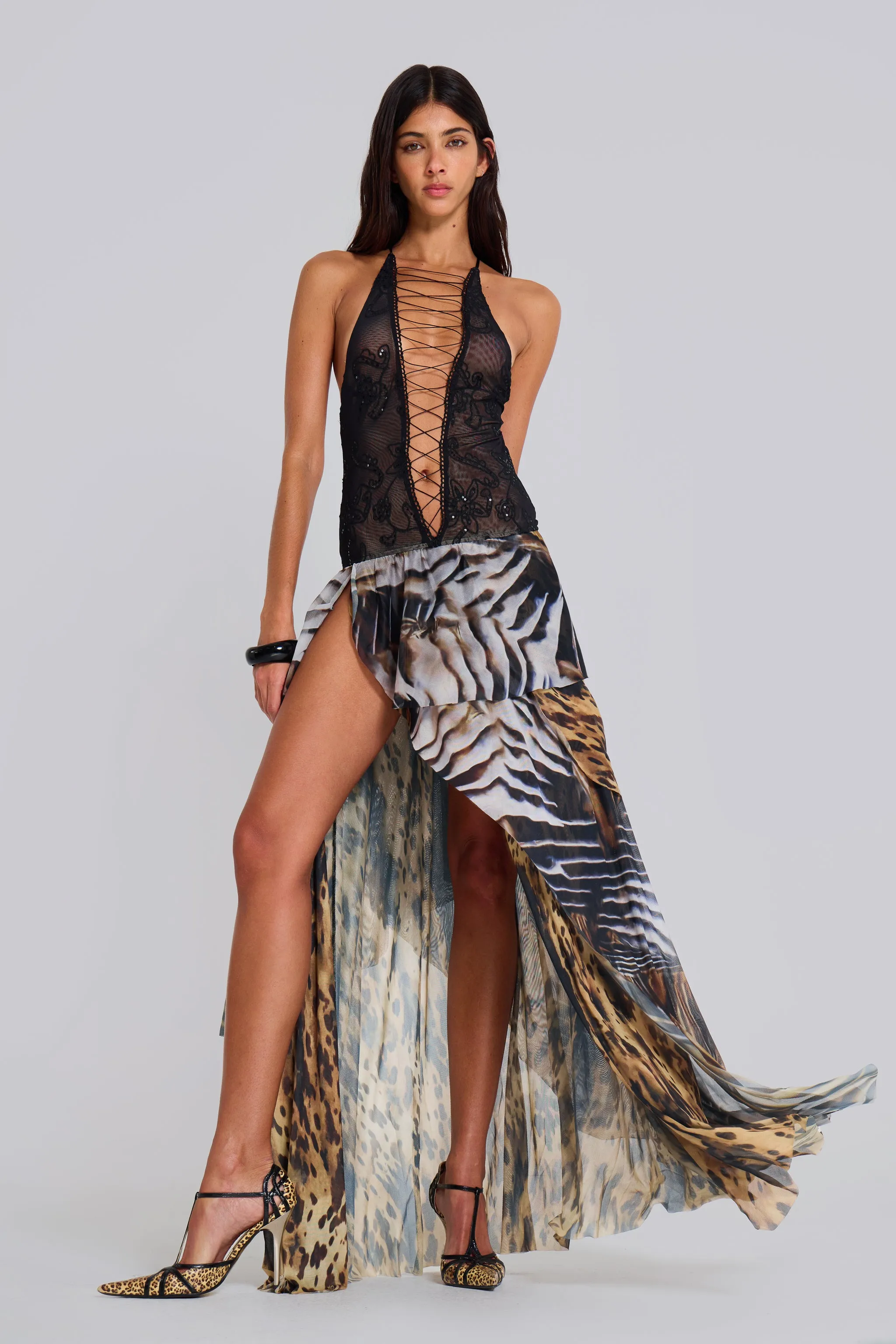 【JADED LONDON】Opaline studded stretch-woven マキシドレス Opaline Asymmetric Stud Maxi Dress | Jaded London | Clothing