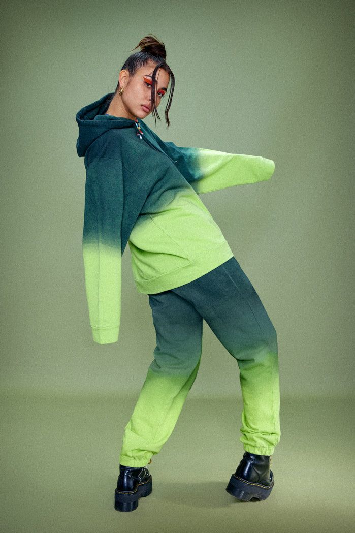 Green Ombre Cuffed Joggers sold by Jaded London
