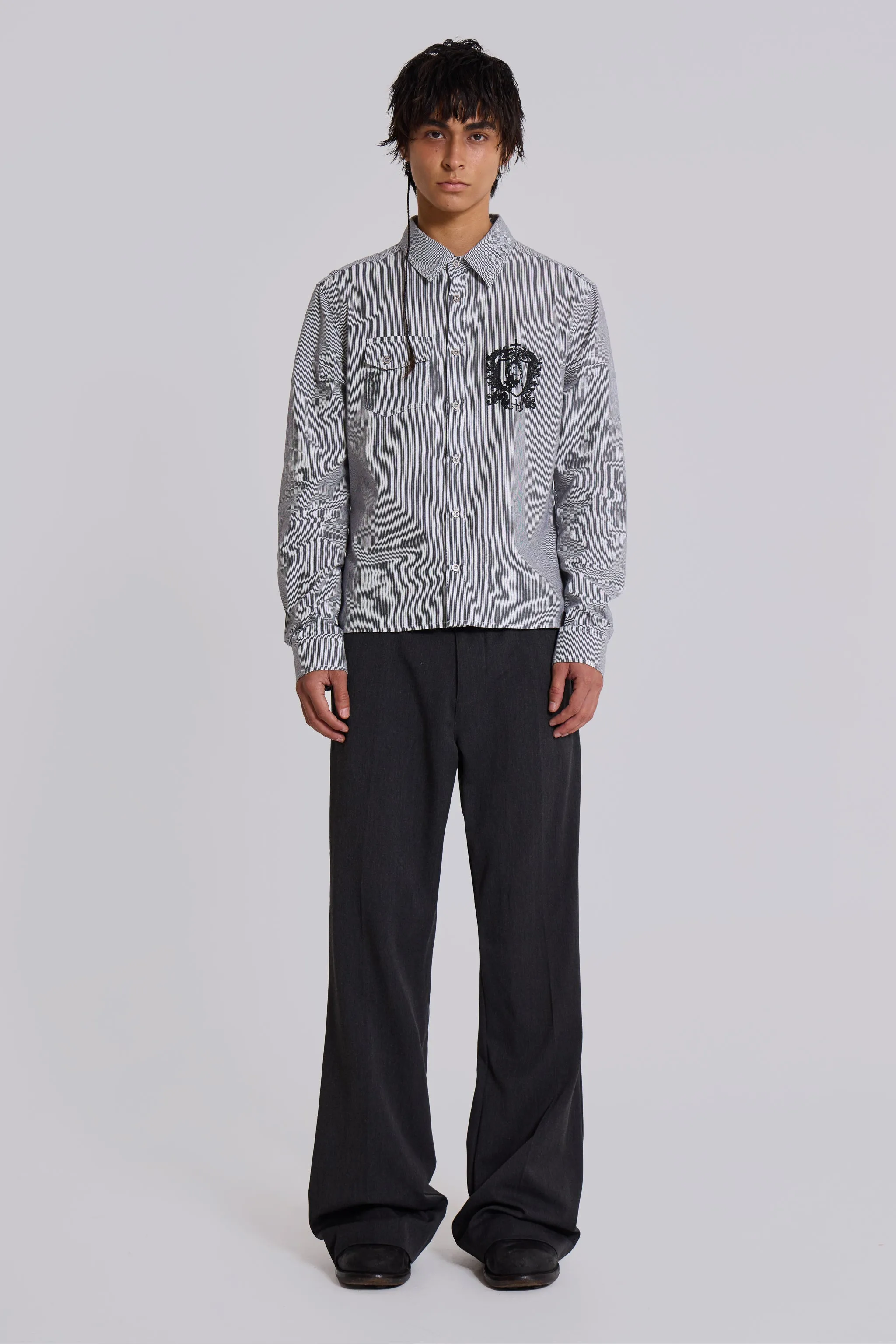 Grey Stacked Bootcut Suit Pants sold by Jaded London product image thumbnail 2