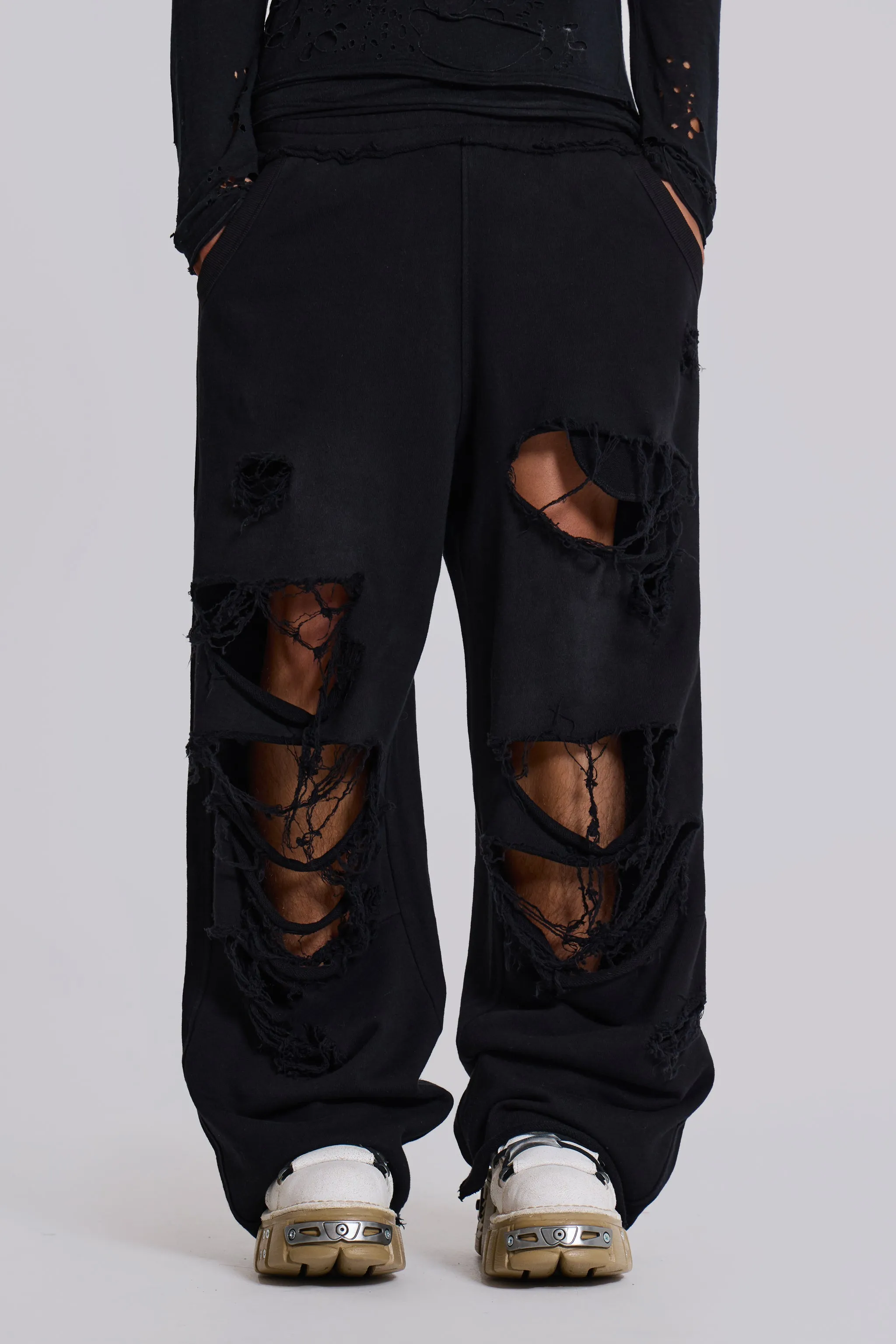 Distressed Black Baggy Monster Joggers sold by Jaded London