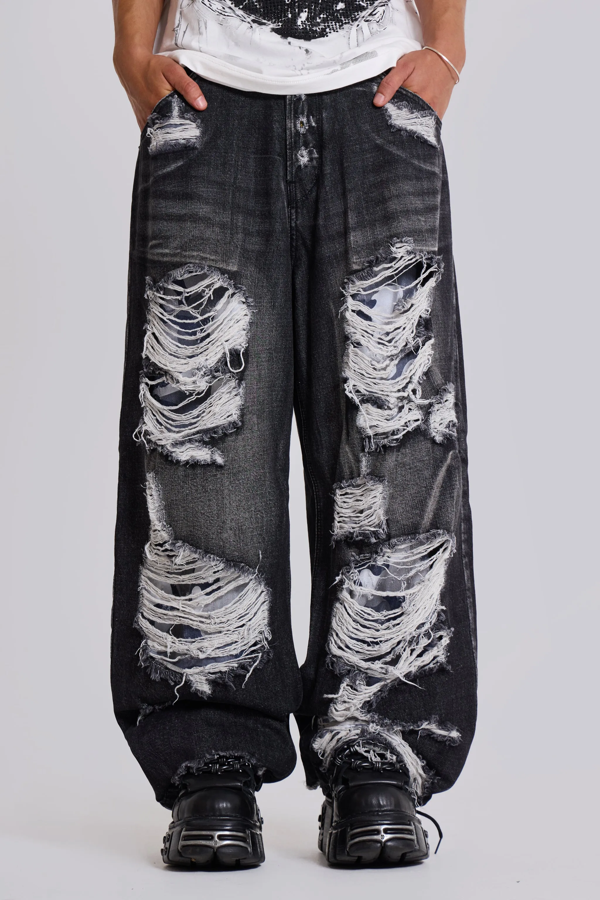 Double Layer Camo XL Colossus Jeans sold by Jaded London
