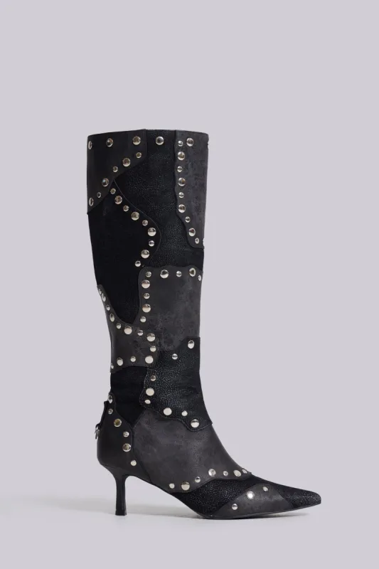 Shadow Studded Knee-High Boot sold by Jaded London
