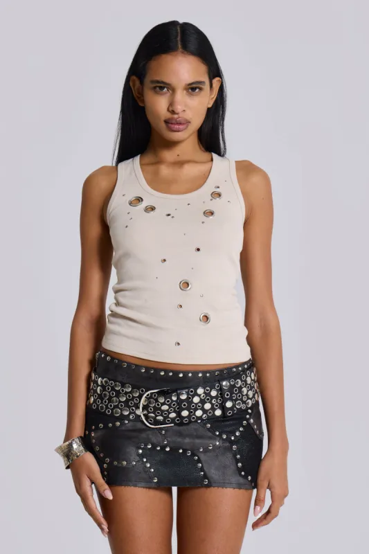 Eye Contact Vest Top With Eyelets sold by Jaded London