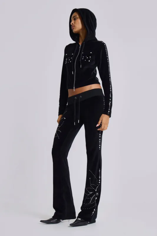 Superset Studded Velour Bootcut Trousers sold by Jaded London
