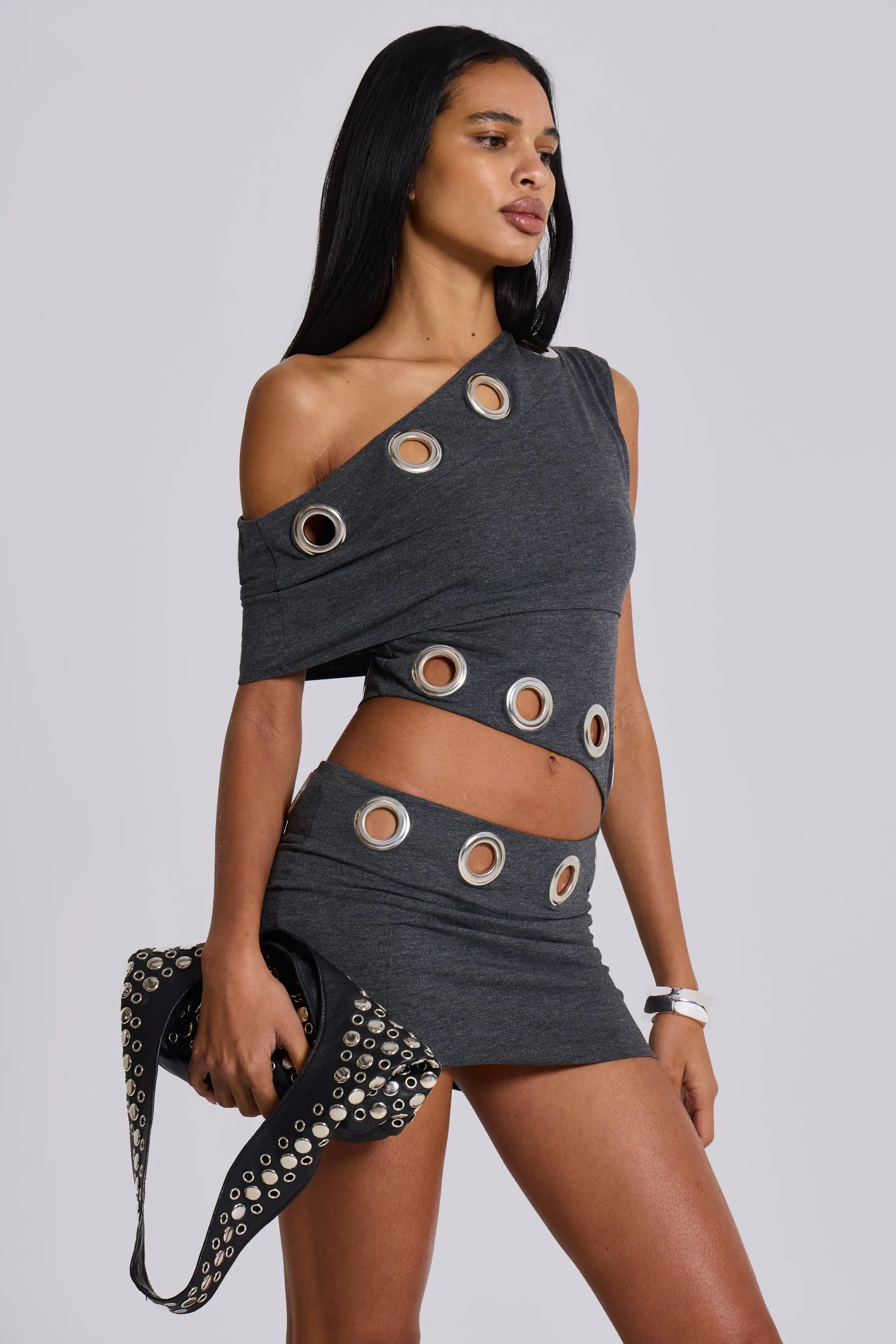 Zarco Asymmetric Mini Dress With Eyelets sold by Jaded London product image thumbnail 3