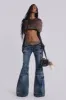 Mid Blue Drift Bootcut Jeans sold by Jaded London