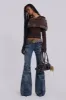Mid Blue Drift Bootcut Jeans sold by Jaded London