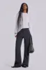 Grey Pinstripe Stacked Bootcut Suit Pants sold by Jaded London