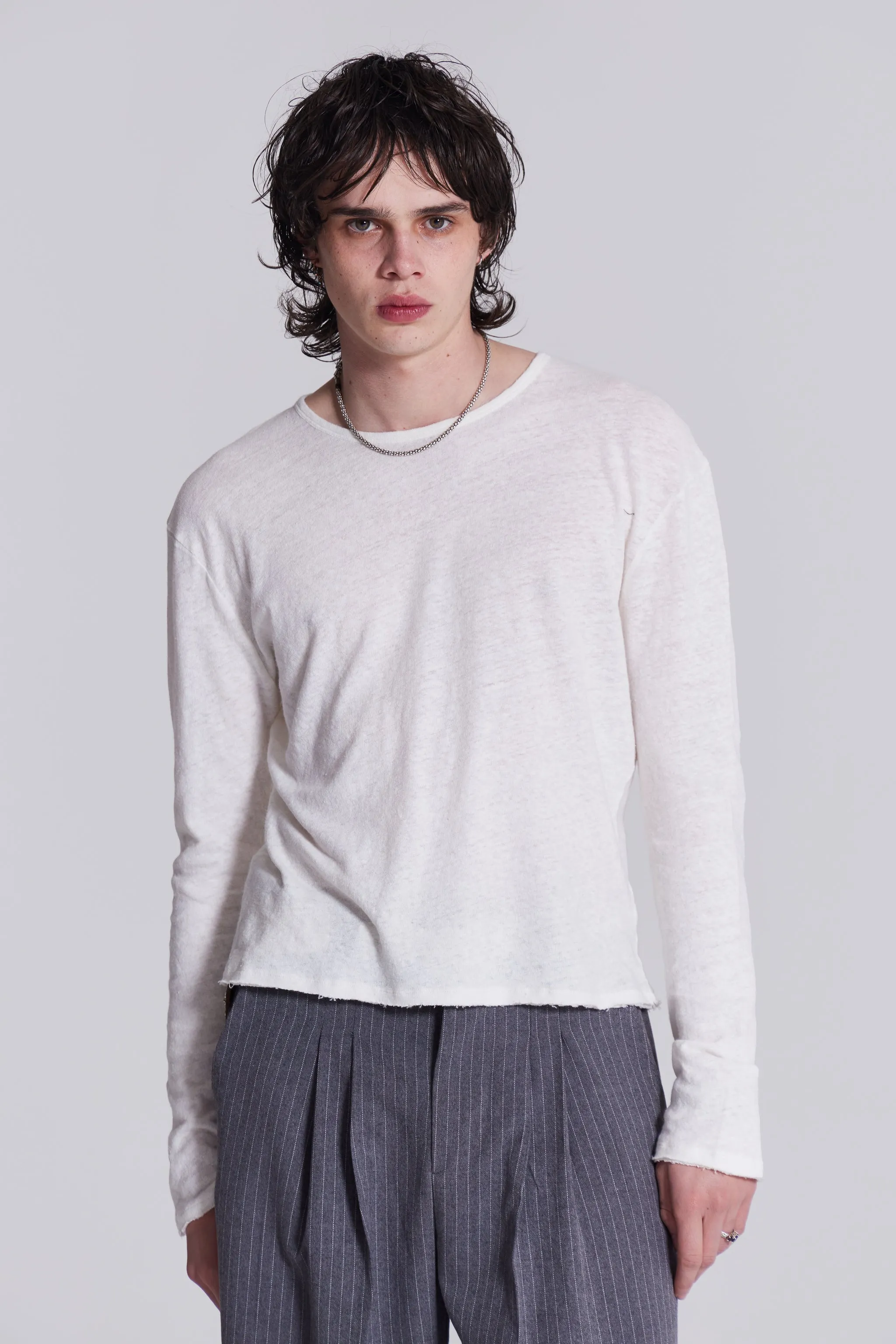 Off White Slub Long Sleeve sold by Jaded London