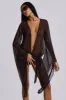 Aria Mesh Plunge Mini Dress in Brown sold by Jaded London