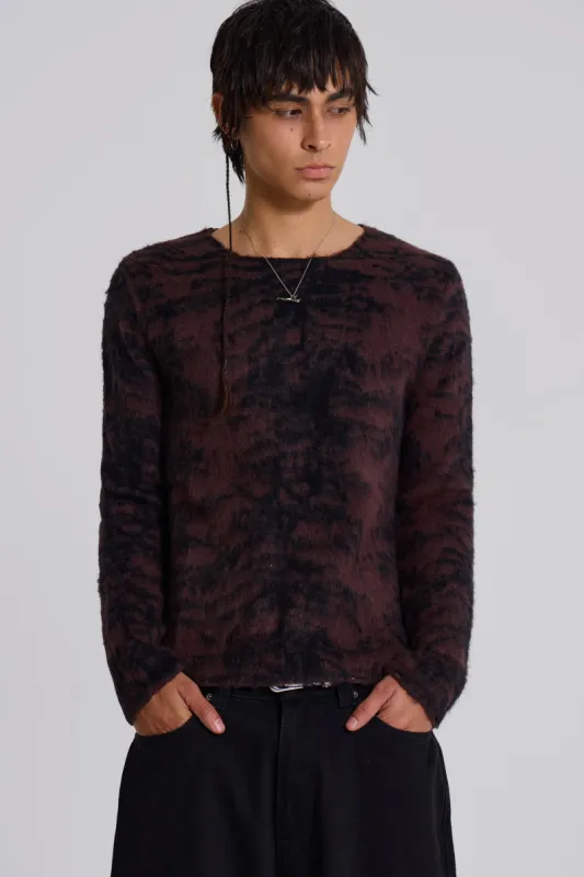 Brown Tiger Brushed Knit Jumper sold by Jaded London