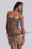 Odile Brown Faux Leather Lace Up Corset sold by Jaded London