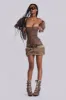 Odile Brown Faux Leather Lace Up Corset sold by Jaded London