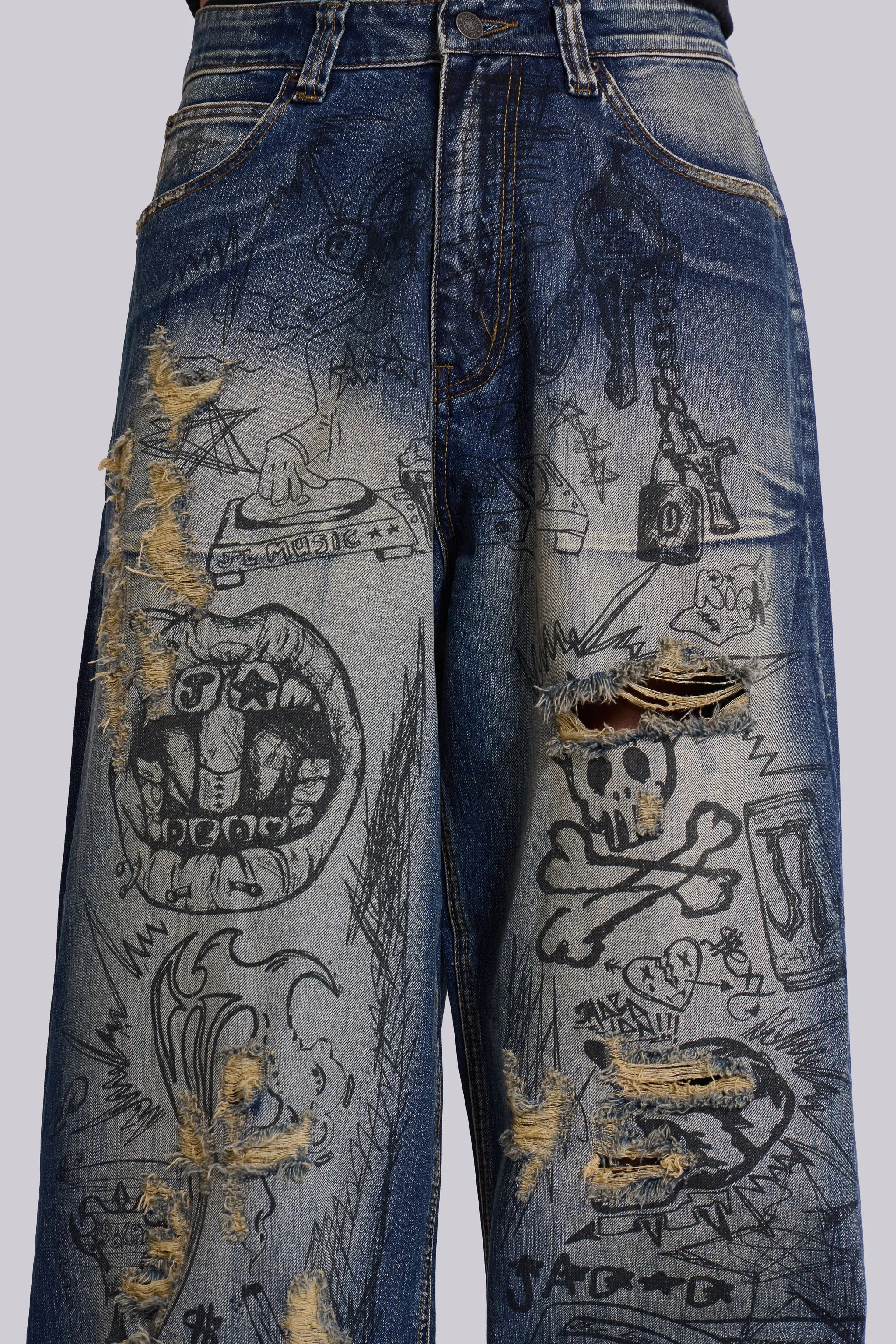 Graffiti XL Colossus Washed Jeans sold by Jaded London product image thumbnail 4