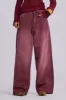 Burgundy Washed XL Colossus Jeans sold by Jaded London