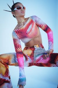 Jaded London tops アウター y2k ロンT Y2K Lips Print Backless Long Sleeve Top | Parallel