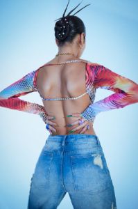 Y2K Lips Print Backless Long Sleeve Top sold by Jaded London