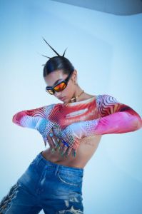Y2K Lips Print Backless Long Sleeve Top sold by Jaded London