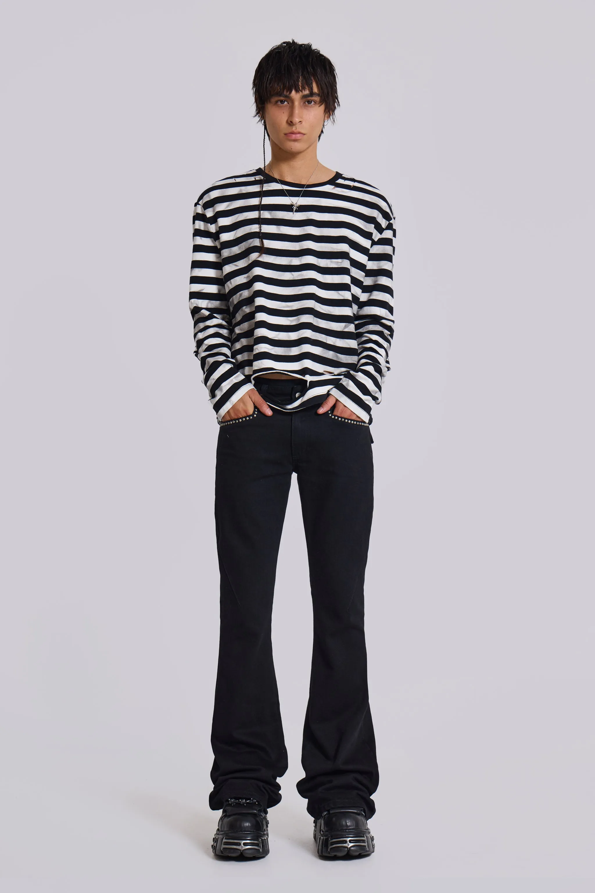 Dirty Striped Oversized Long Sleeve Tee sold by Jaded London product image thumbnail 2