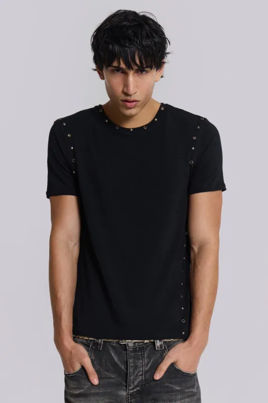 Studded Black Mist Tee sold by Jaded London