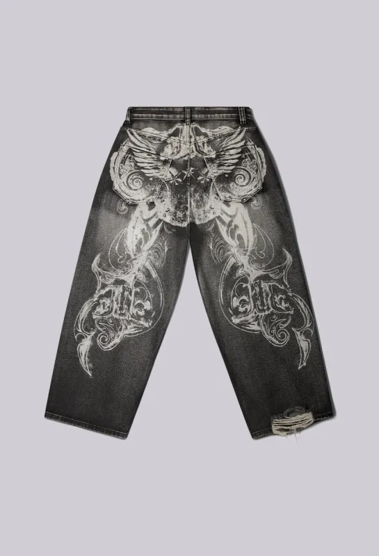 Gothic Print XL Colossus Jeans sold by Jaded London