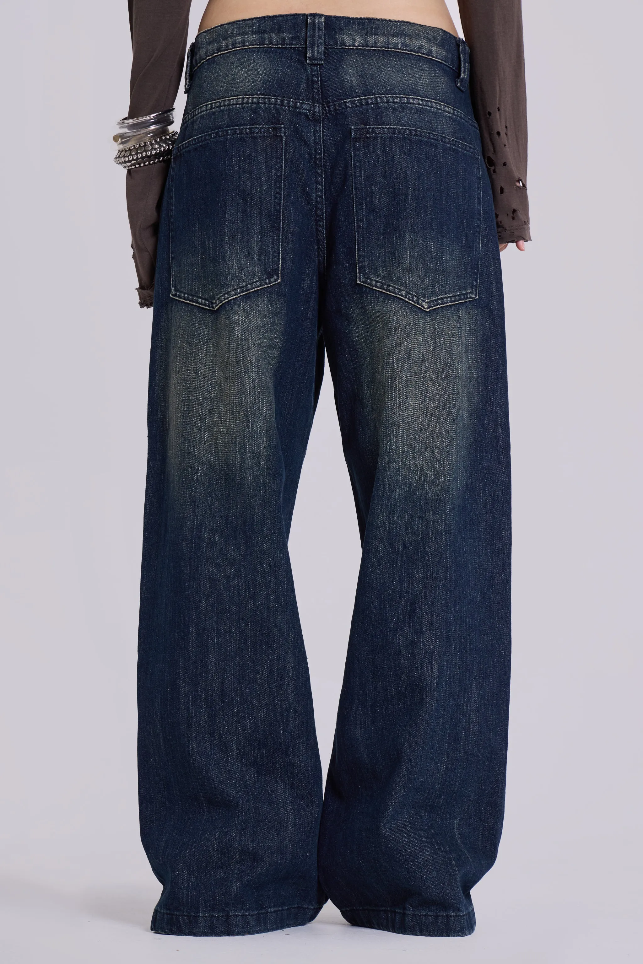 Mid Blue Slub Colossus Jeans sold by Jaded London product image thumbnail 5