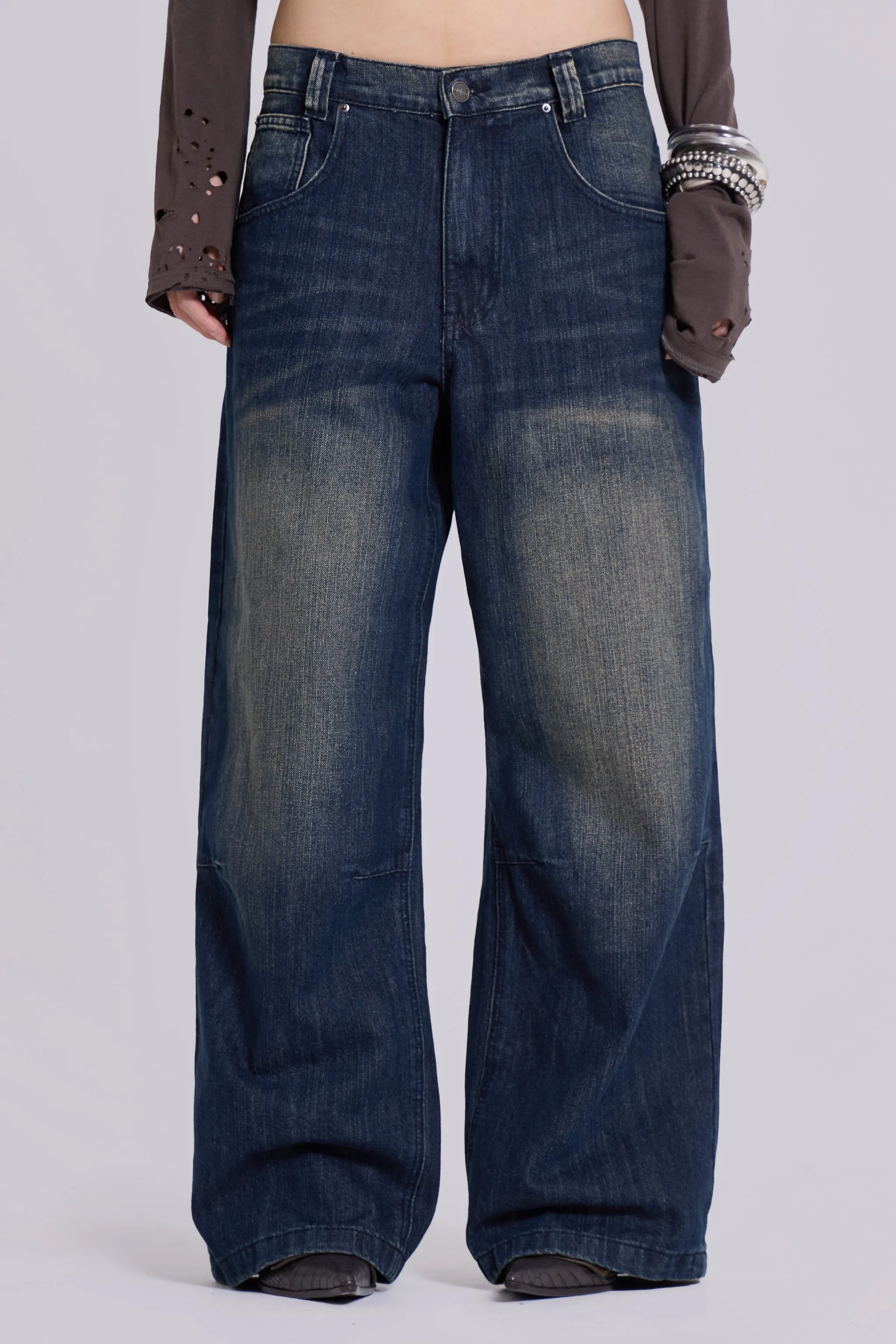 Mid Blue Slub Colossus Jeans sold by Jaded London product image thumbnail 2