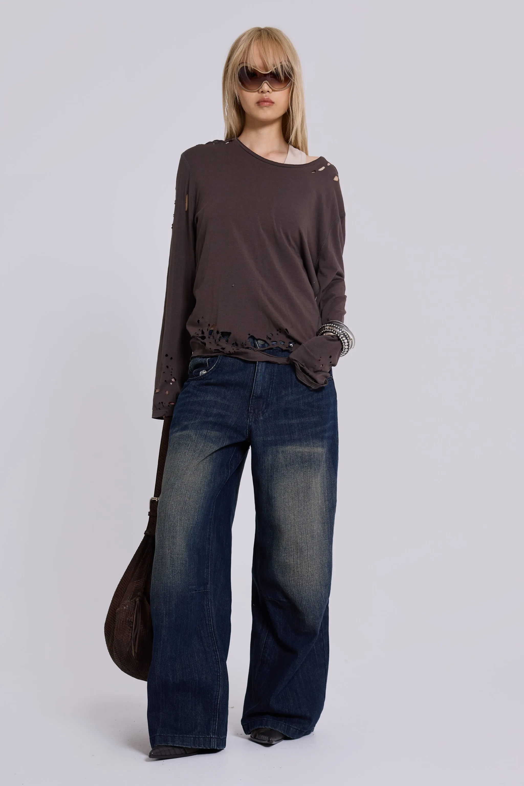 Mid Blue Slub Colossus Jeans sold by Jaded London